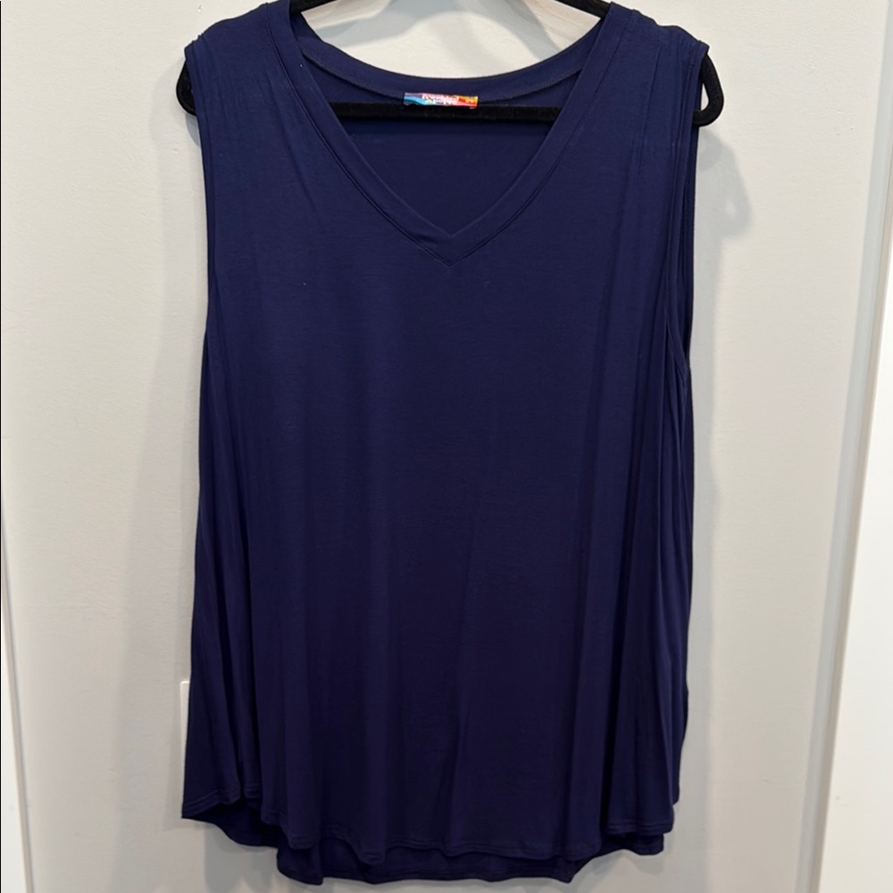 Blue Relaxed Sleeveless Tank Top
